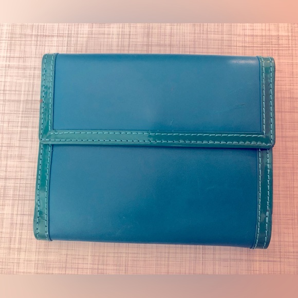Coach French Calfskin Large Wallet Turquoise Teal - Picture 2 of 16